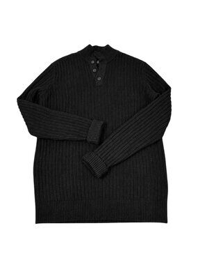 Banana Republic Wool Blend Mock Neck Sweater XL Quarter Button Rib Knit